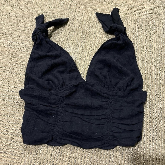 black free people tie top. size small - Picture 1 of 3